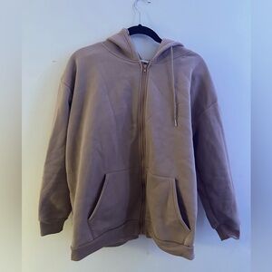 Soft Brown Zip-Up Hoodie